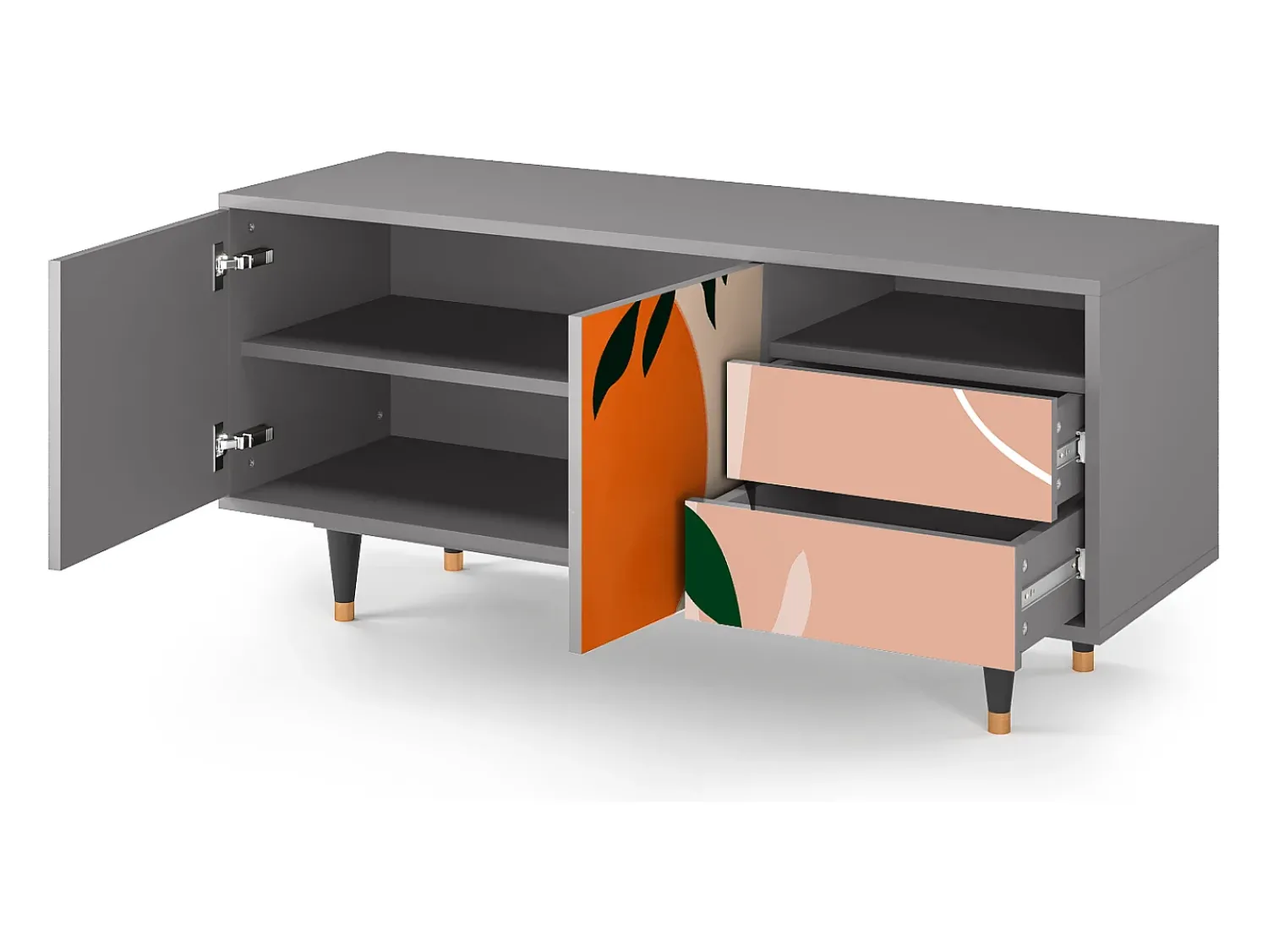 Móvel De Tv| Mueble de TV - 125х56х41 cm - T7 - Artwork, Cinza Cinzento