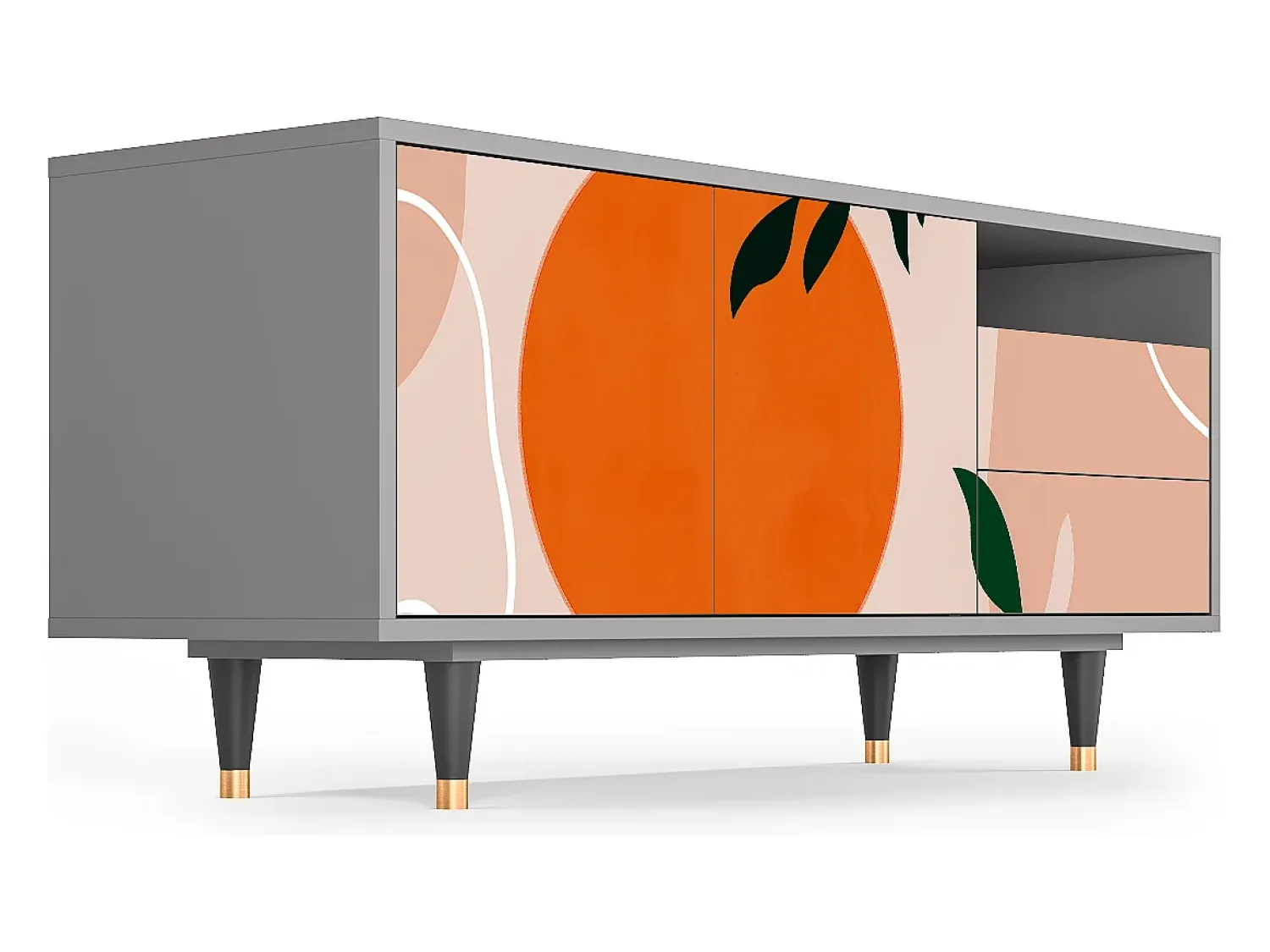 Móvel De Tv| Mueble de TV - 125х56х41 cm - T7 - Artwork, Cinza Cinzento