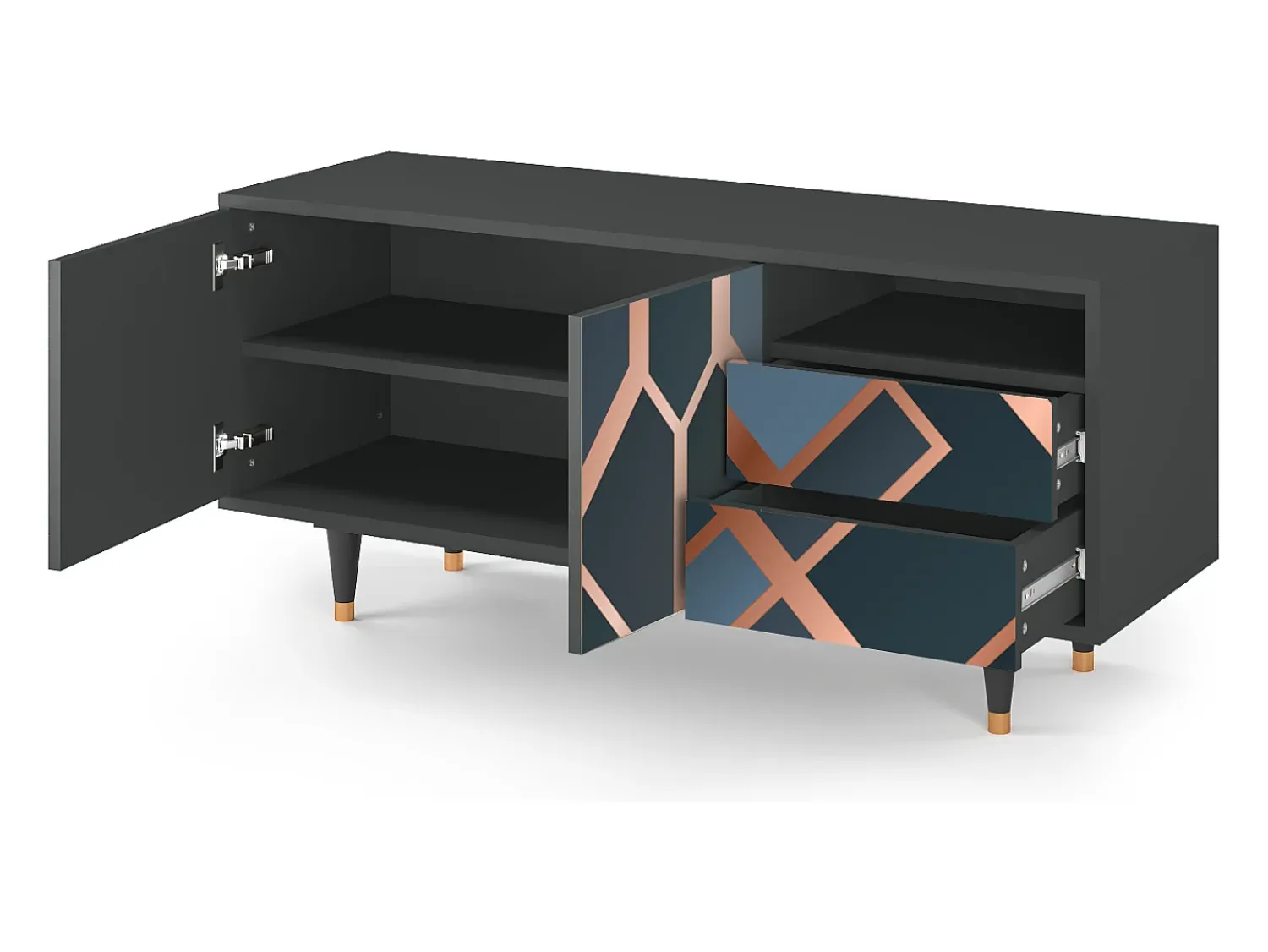 Móvel De Tv* Mueble de TV - 125х56х41 cm - T7 - Ashy 1920', Antracite Cinza antracite