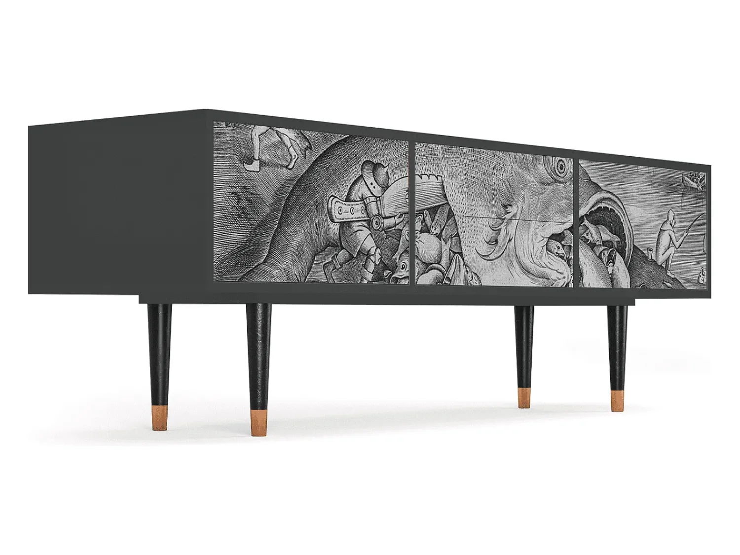 Móvel De Tv| Mueble de TV - 170х59х48 cm - T4 - Big Fish Eat Little, Antracite Cinza antracite