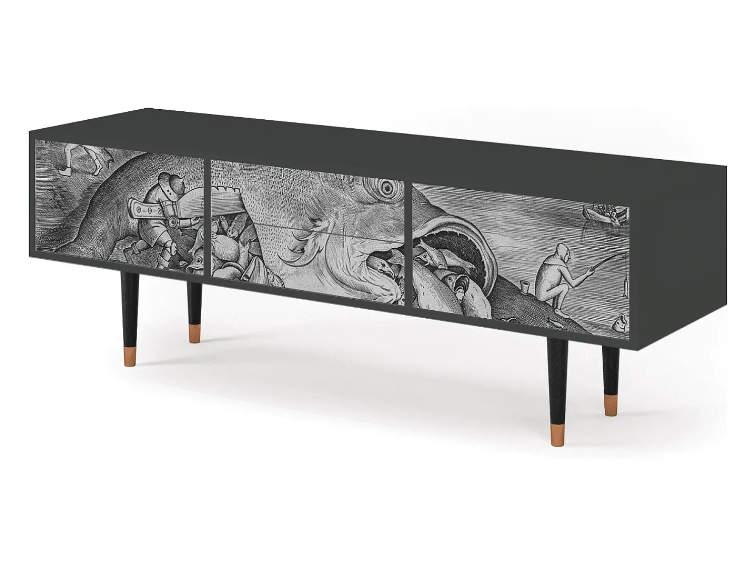 Móvel De Tv| Mueble de TV - 170х59х48 cm - T4 - Big Fish Eat Little, Antracite Cinza antracite