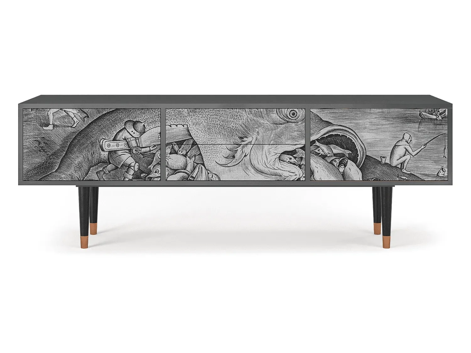 Móvel De Tv| Mueble de TV - 170х59х48 cm - T4 - Big Fish Eat Little, Antracite Cinza antracite