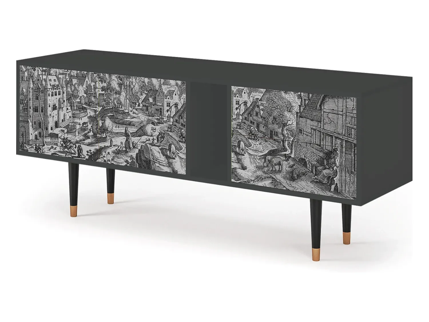 New Mueble de TV - 170х69х48 cm - T1 - Bird Dropping, Antracite Cinza antracite