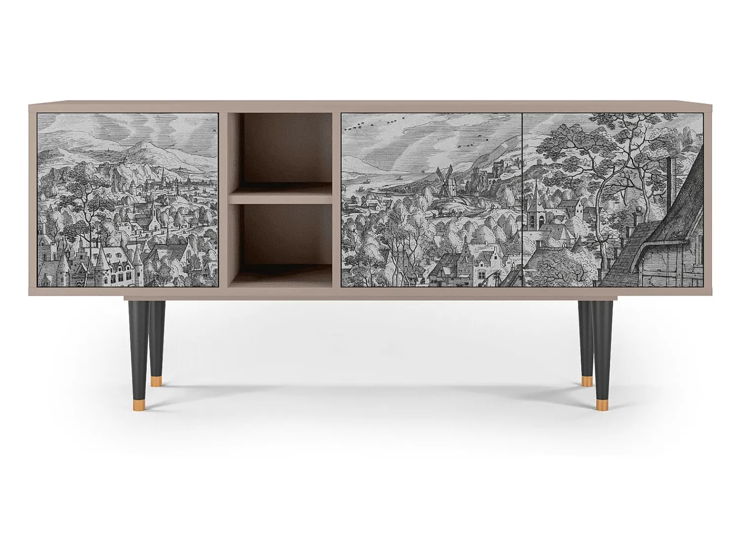 Móvel De Tv| Mueble de TV - 150х69х41 cm - T5 - Bird Dropping, Areia Bege