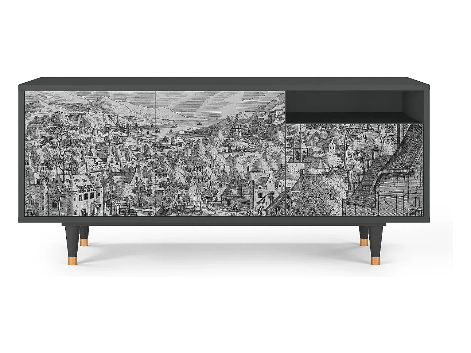 Sale Mueble de TV - 125х56х41 cm - T7 - Bird Dropping, Antracite Cinza antracite