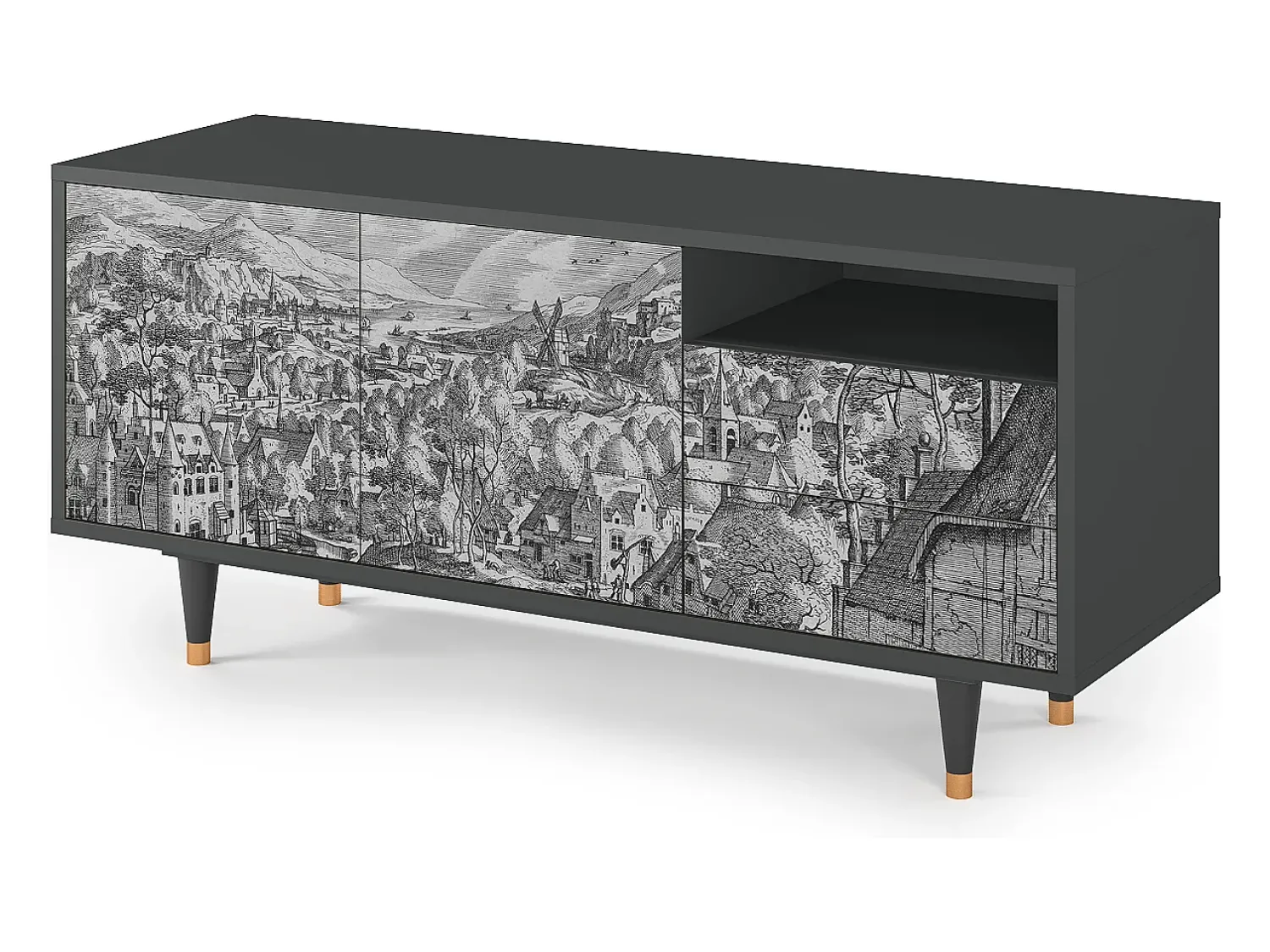 Sale Mueble de TV - 125х56х41 cm - T7 - Bird Dropping, Antracite Cinza antracite