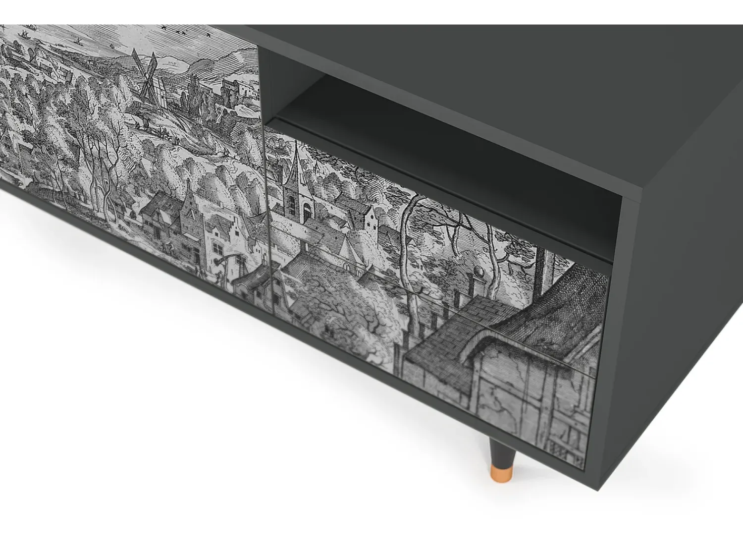 Sale Mueble de TV - 125х56х41 cm - T7 - Bird Dropping, Antracite Cinza antracite