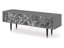 Móvel De Tv* Mueble de TV - 170х59х48 cm - T4 - Bird Dropping, Cinza Cinzento