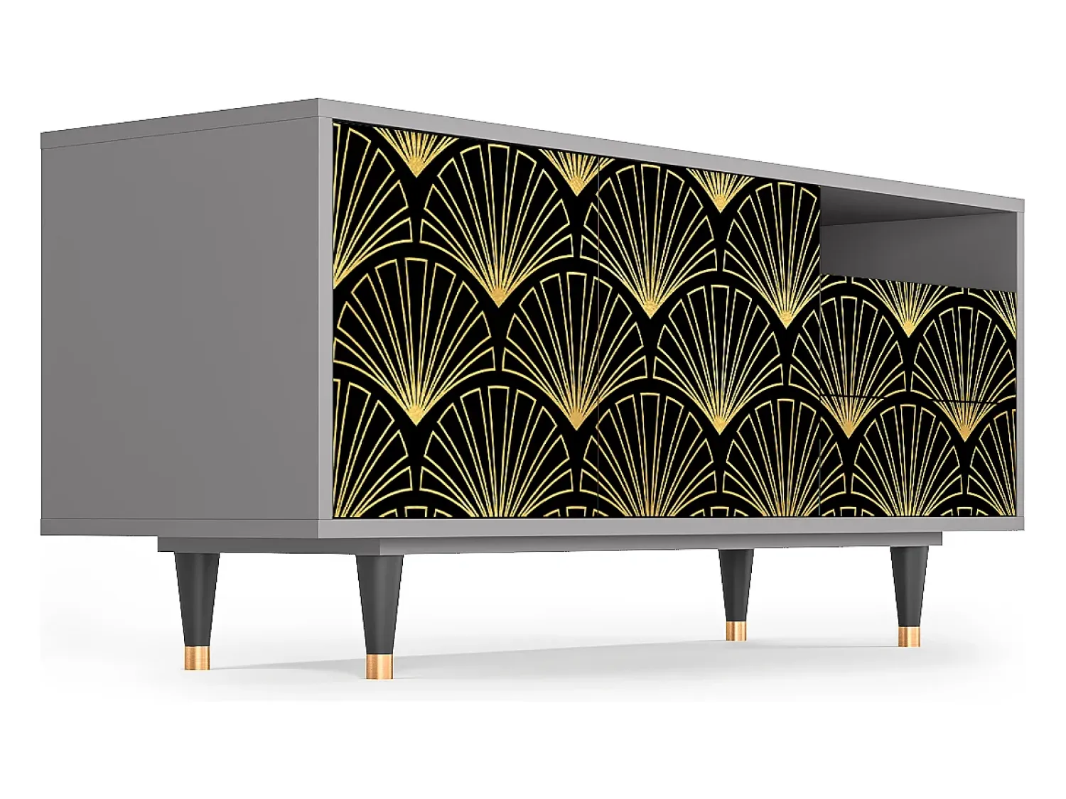 Móvel De Tv| Mueble de TV - 125х56х41 cm - T7 - Bird of Juno, Cinza Cinzento