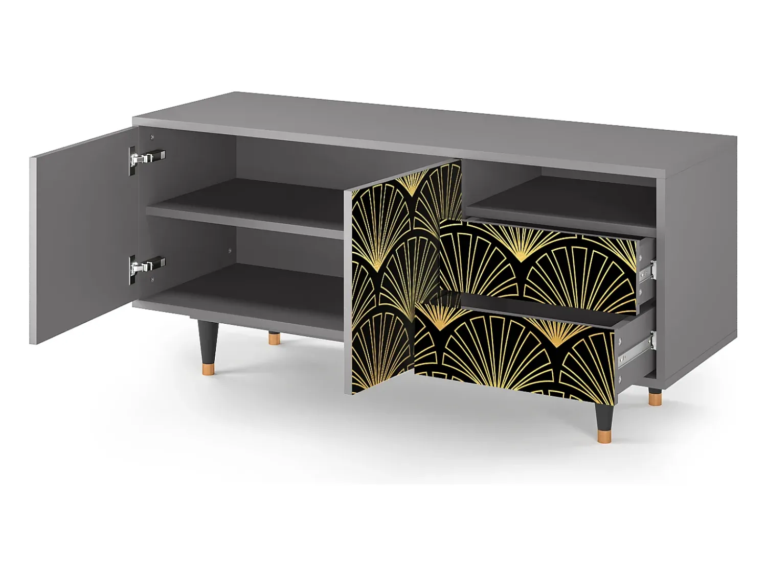Móvel De Tv| Mueble de TV - 125х56х41 cm - T7 - Bird of Juno, Cinza Cinzento