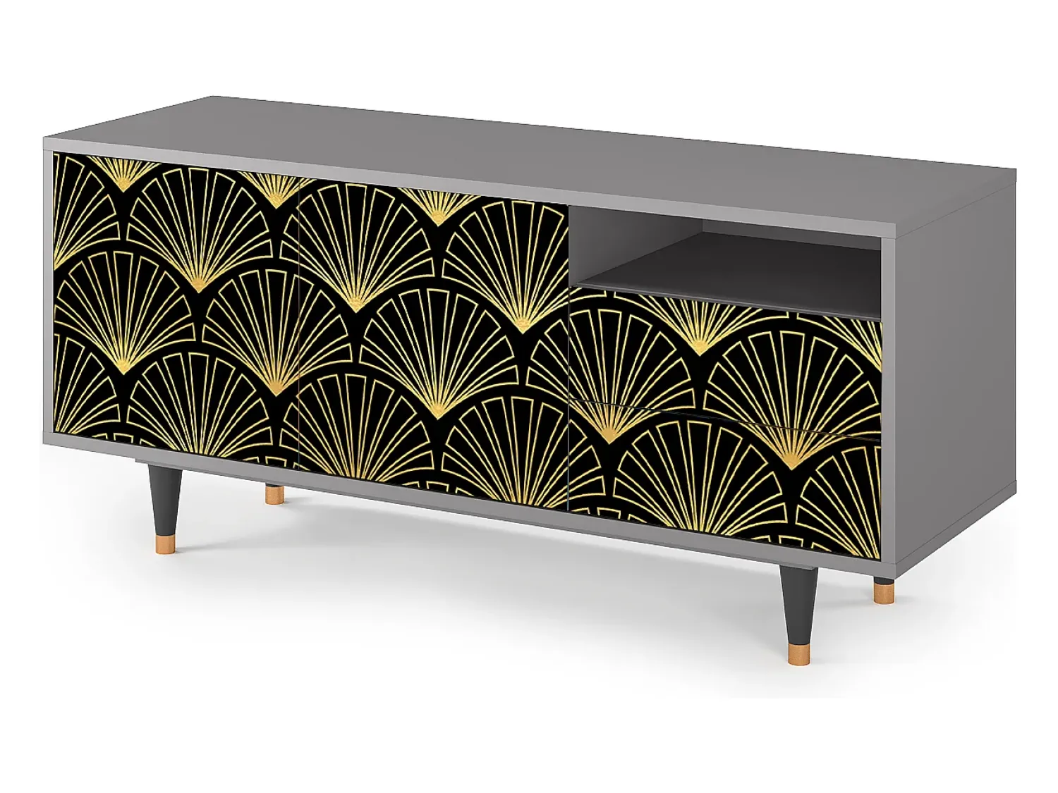Móvel De Tv| Mueble de TV - 125х56х41 cm - T7 - Bird of Juno, Cinza Cinzento