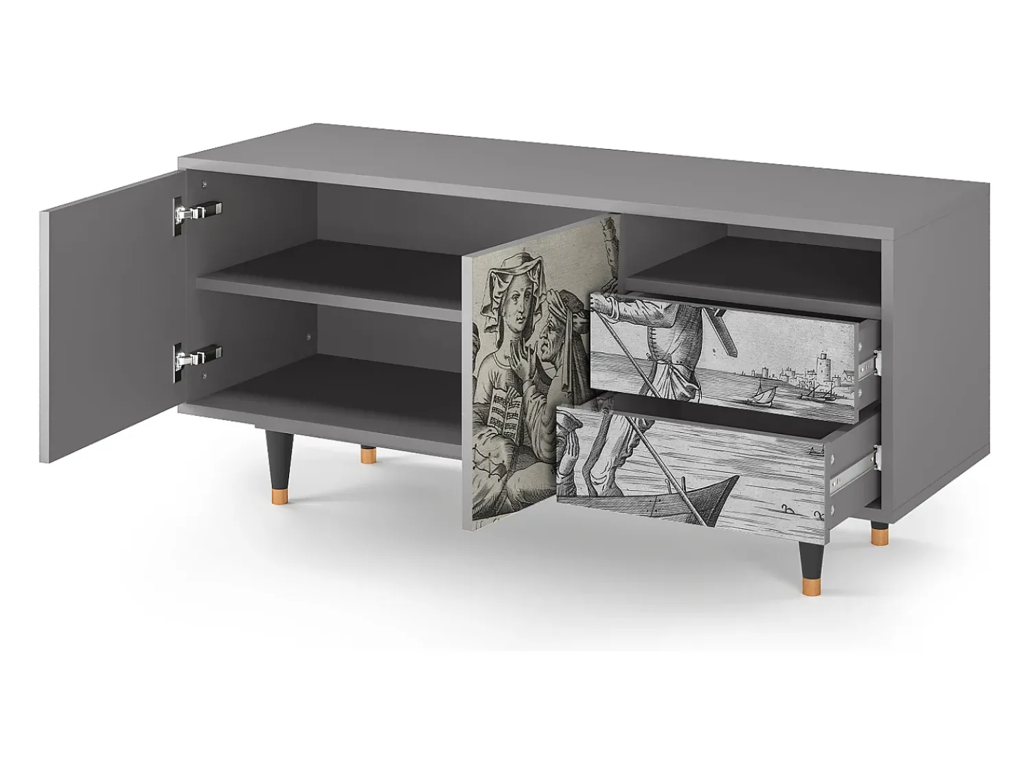 Móvel De Tv| Mueble de TV - 125х56х41 cm - T7 - Blau Schuyte, Cinza Cinzento
