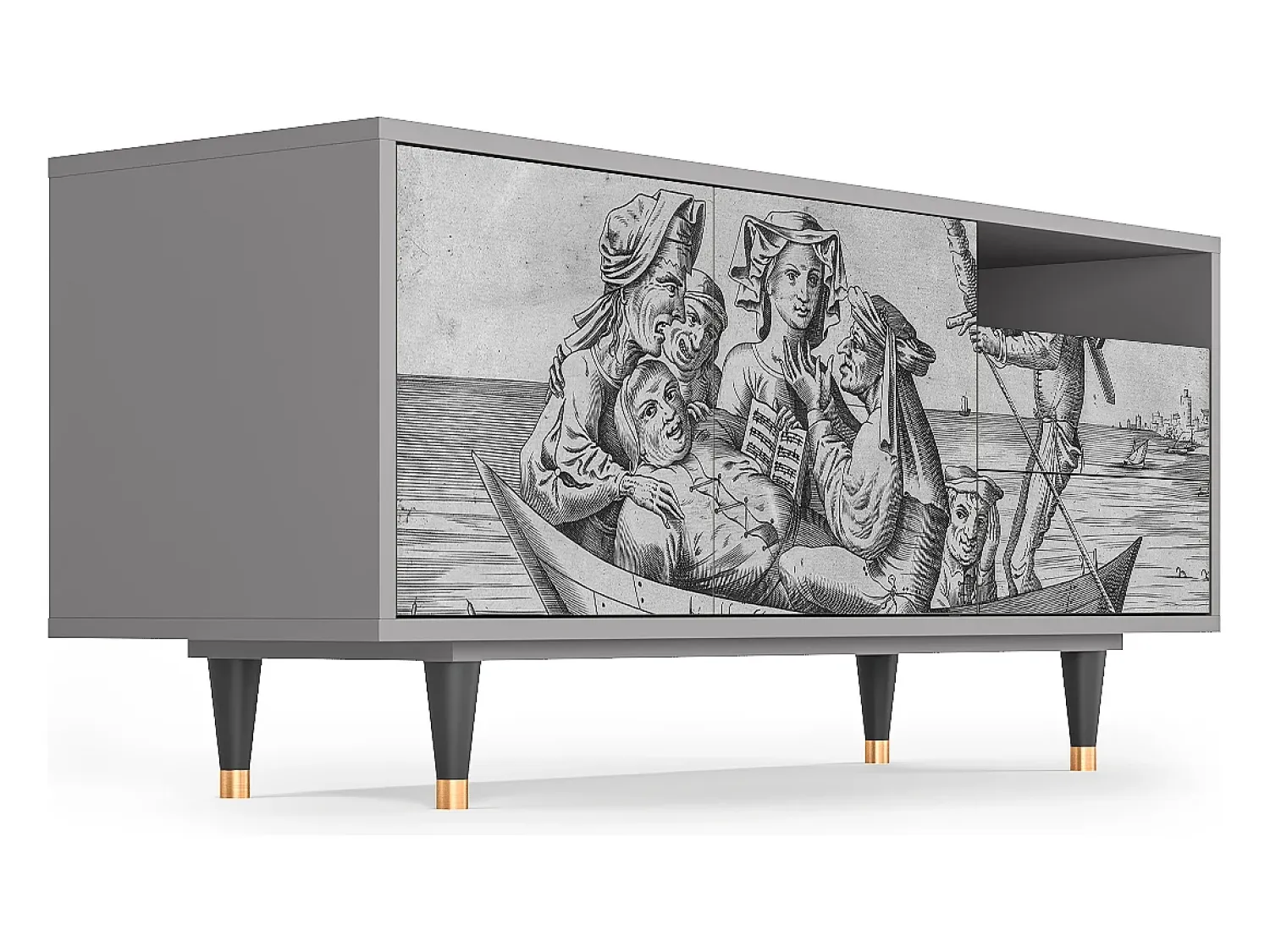 Móvel De Tv| Mueble de TV - 125х56х41 cm - T7 - Blau Schuyte, Cinza Cinzento