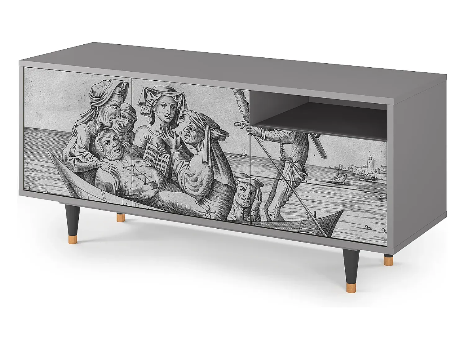 Móvel De Tv| Mueble de TV - 125х56х41 cm - T7 - Blau Schuyte, Cinza Cinzento
