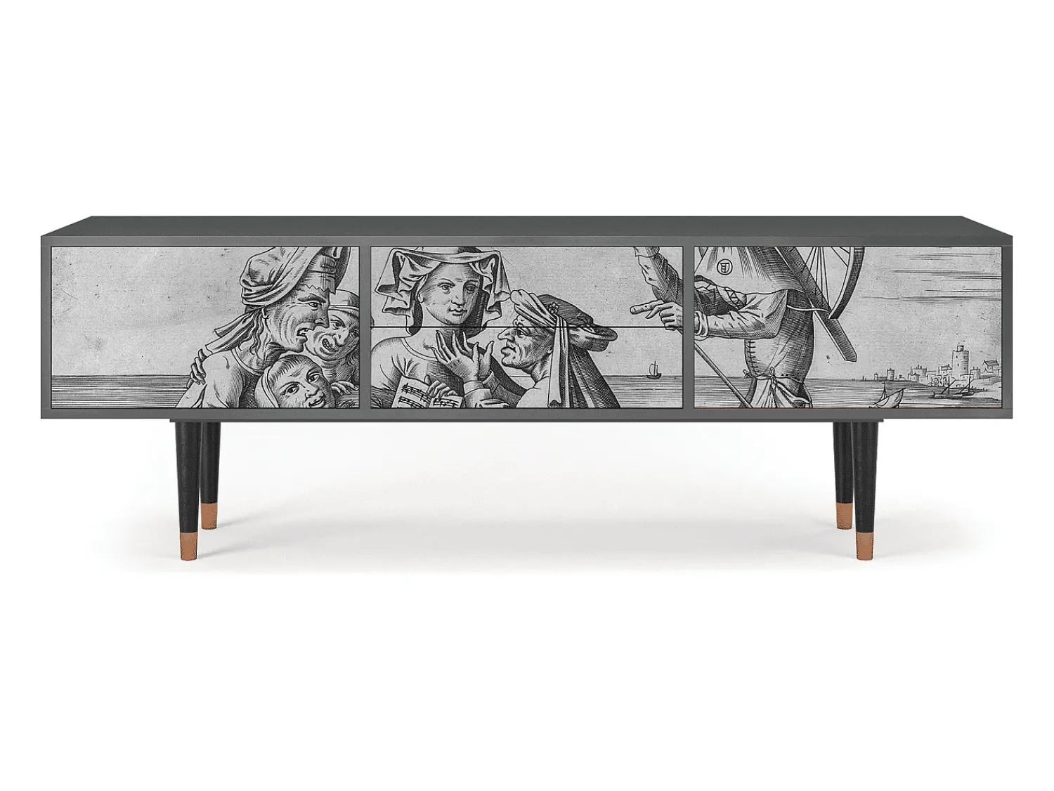 Móvel De Tv| Mueble de TV - 170х59х48 cm - T4 - Blau Schuyte, Antracite Cinza antracite