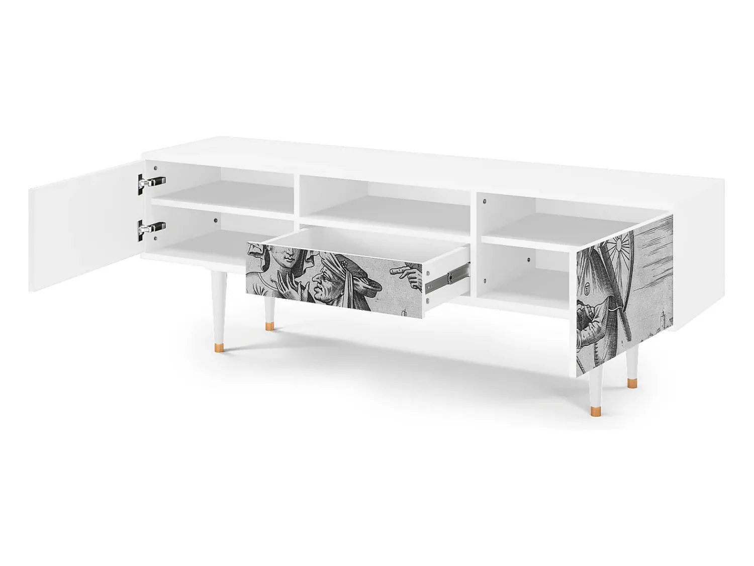 Móvel De Tv* Mueble de TV - 170х59х41 cm - T6 - Blau Schuyte, Branco Bege