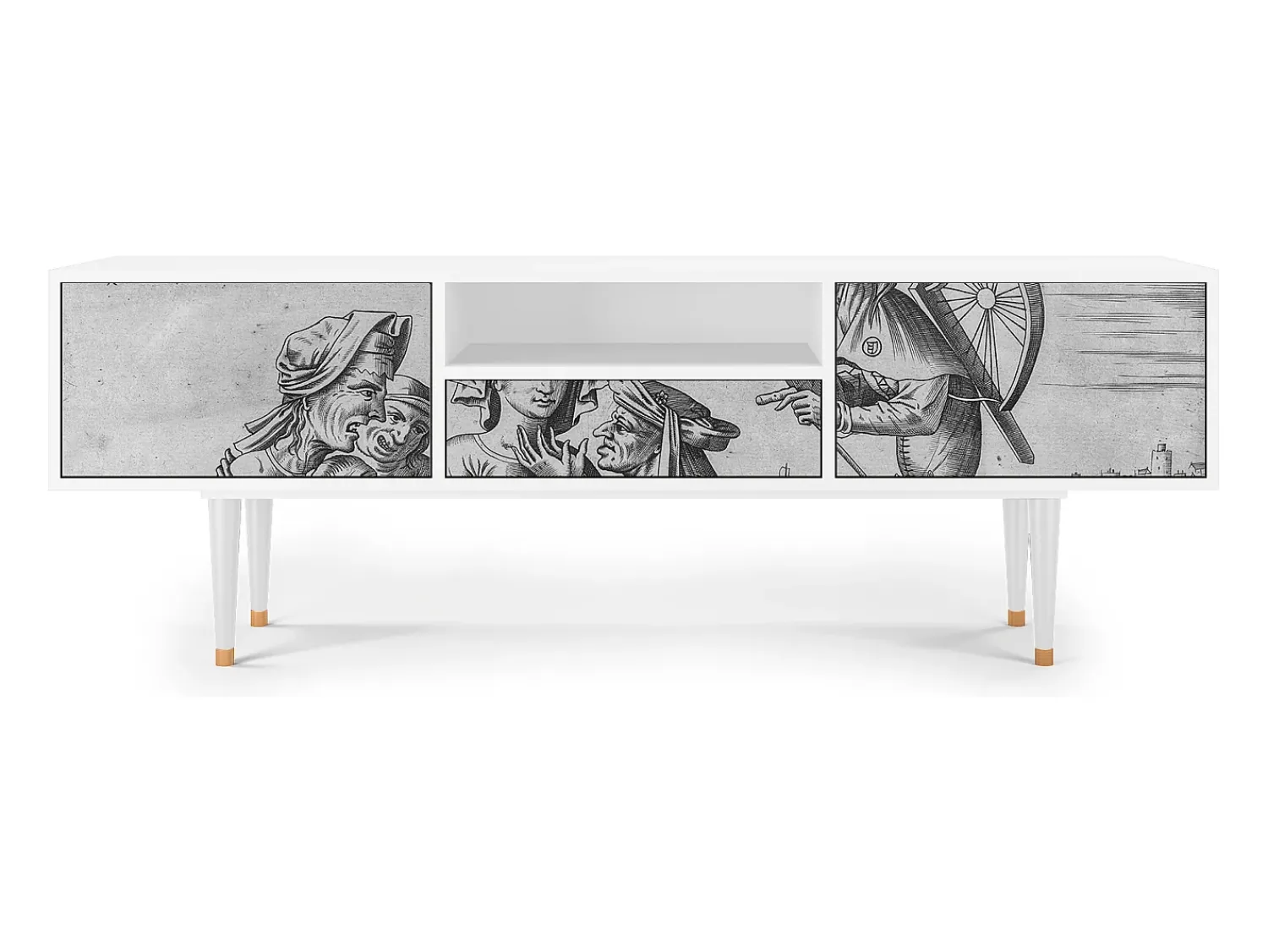 Móvel De Tv* Mueble de TV - 170х59х41 cm - T6 - Blau Schuyte, Branco Bege