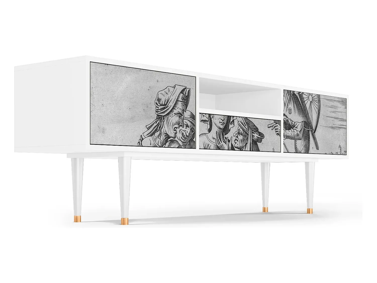 Móvel De Tv* Mueble de TV - 170х59х41 cm - T6 - Blau Schuyte, Branco Bege