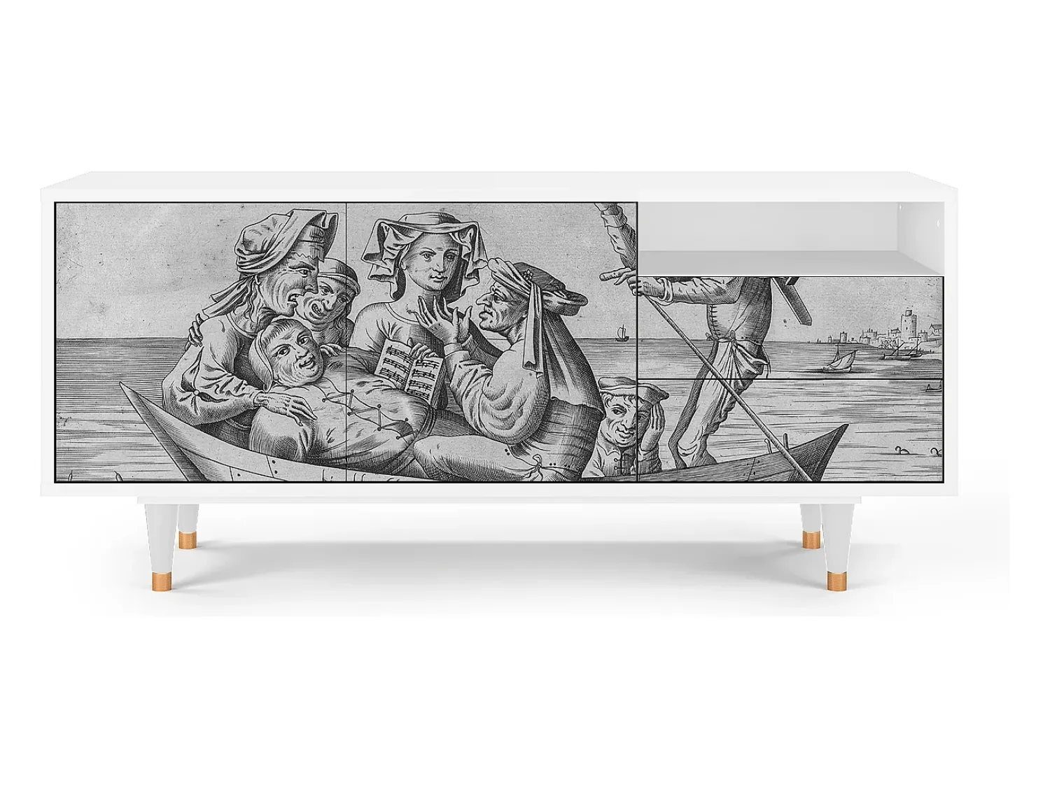 Móvel De Tv* Mueble de TV - 125х56х41 cm - T7 - Blau Schuyte, Branco Bege