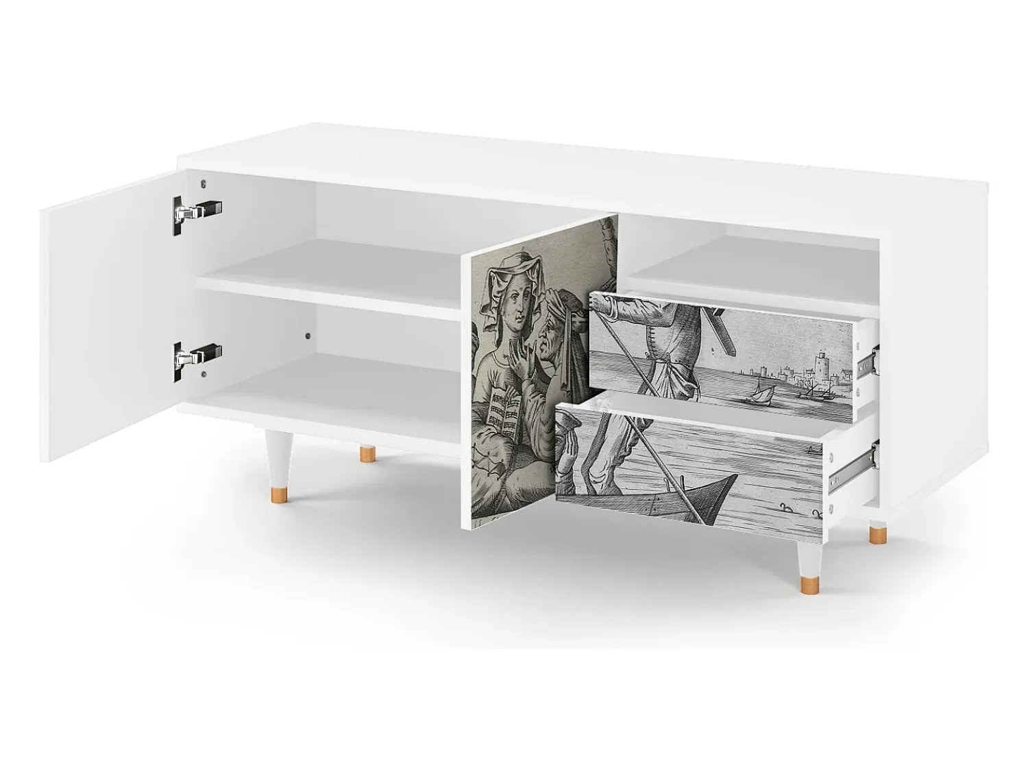 Móvel De Tv* Mueble de TV - 125х56х41 cm - T7 - Blau Schuyte, Branco Bege