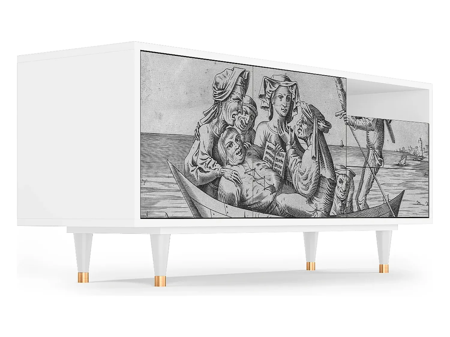 Móvel De Tv* Mueble de TV - 125х56х41 cm - T7 - Blau Schuyte, Branco Bege