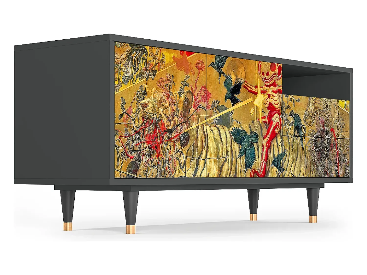 Best Mueble de TV - 125х56х41 cm - T7 - Blood by James Jean, Antracite Cinza antracite