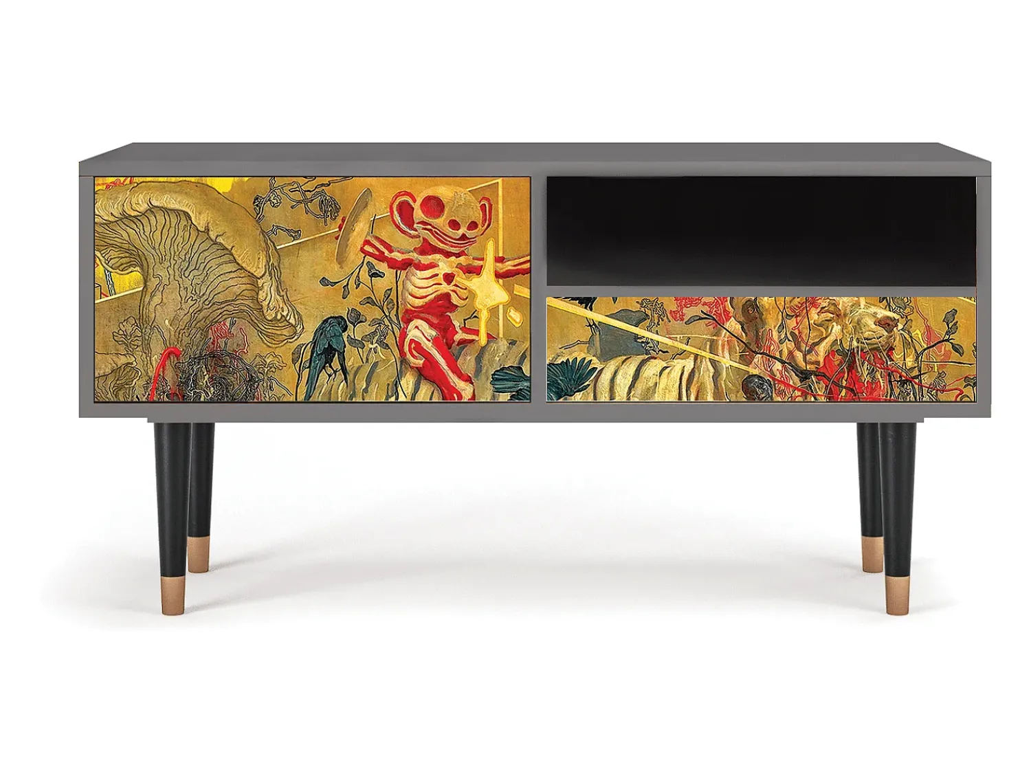 Móvel De Tv* Mueble de TV - 115х59х48 cm - T3 - Blood by James Jean, Cinza Cinzento