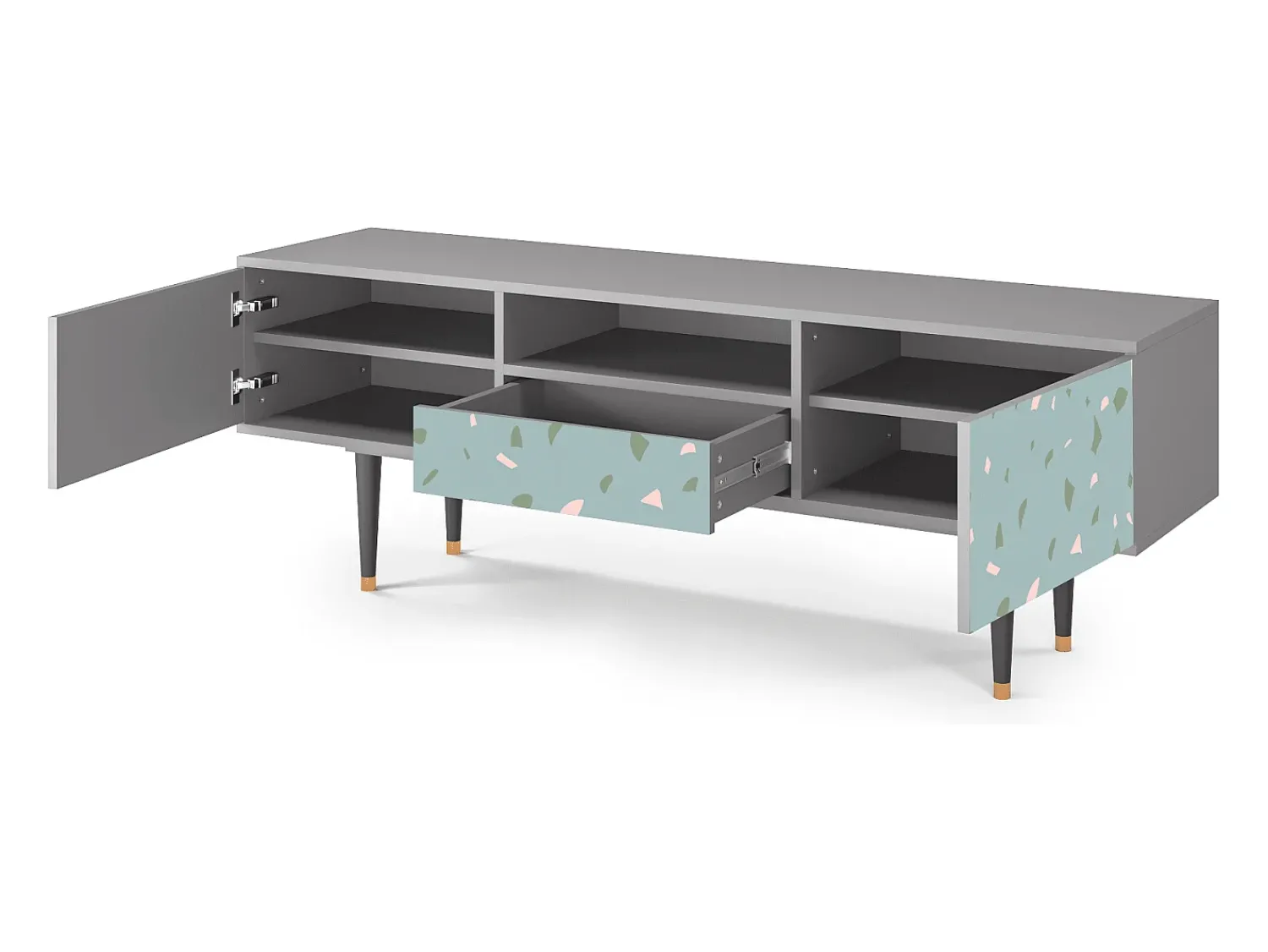 Outlet Mueble de TV - 170х59х41 cm - T6 - Blue Drops, Cinza Cinzento