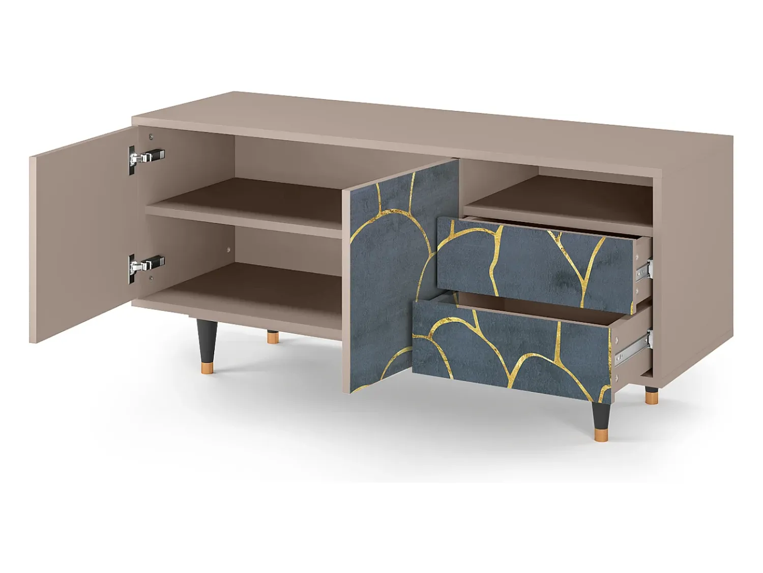 Móvel De Tv* Mueble de TV - 125х56х41 cm - T7 - Blue Lagoon, Latte Bege