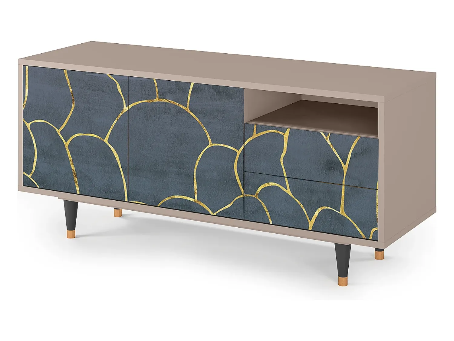 Móvel De Tv* Mueble de TV - 125х56х41 cm - T7 - Blue Lagoon, Latte Bege