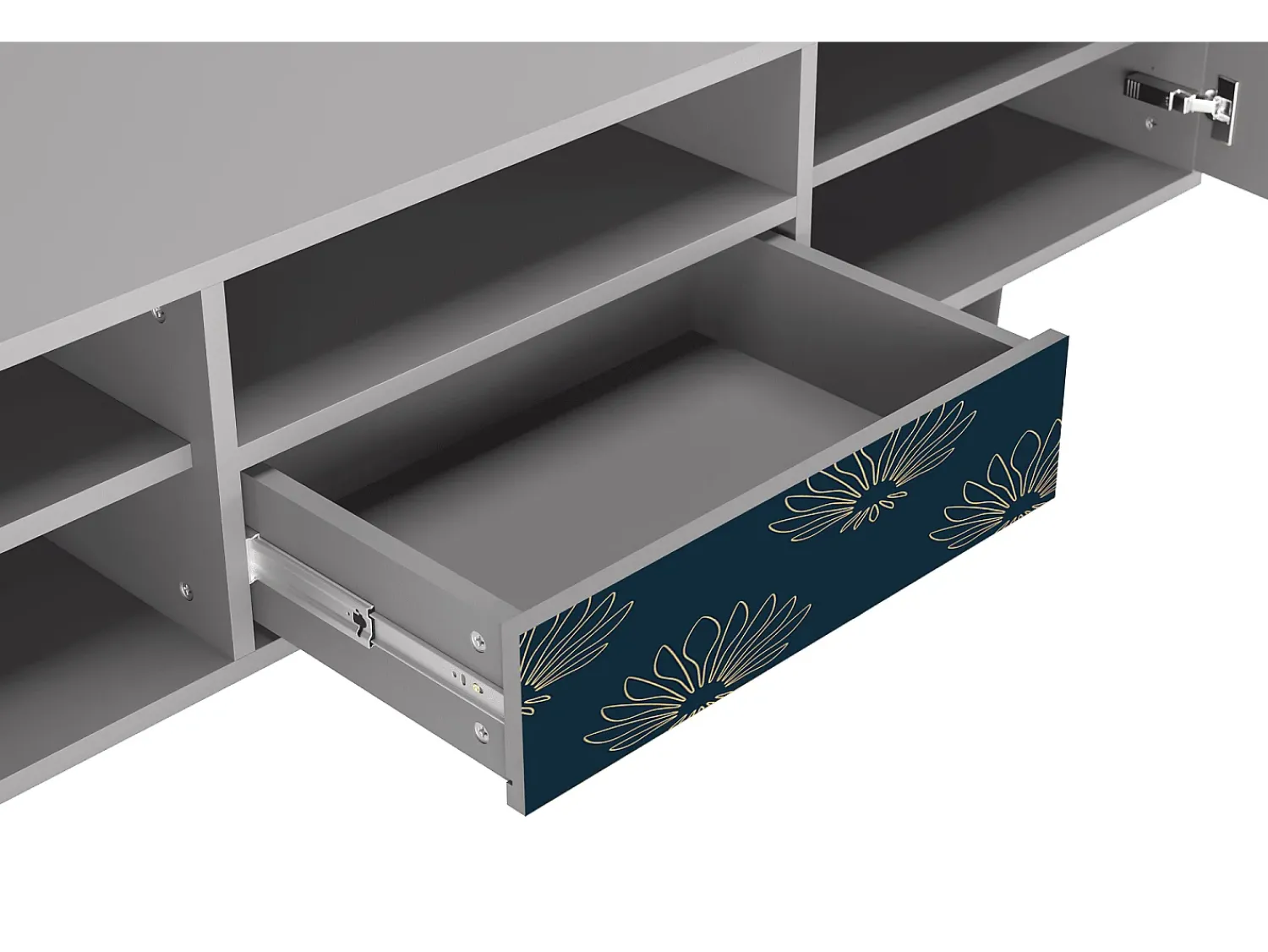 Móvel De Tv| Mueble de TV - 170х59х41 cm - T6 - Blue Lotus, Cinza Cinzento