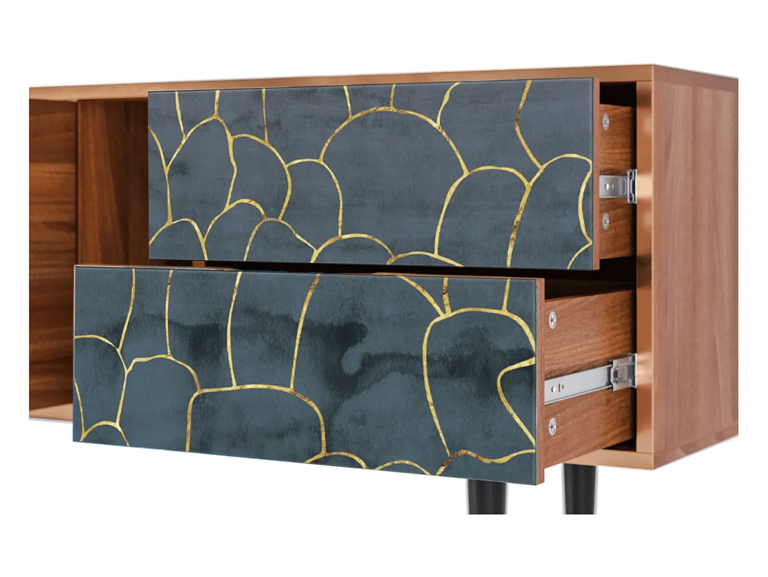 Móvel De Tv* Mueble de TV - 170х69х48 cm - T1 - Blue Lagoon, Nogueira Castanho