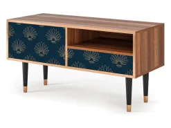 Móvel De Tv* Mueble de TV - 115х59х48 cm - T3 - Blue Lotus, Nogueira Castanho