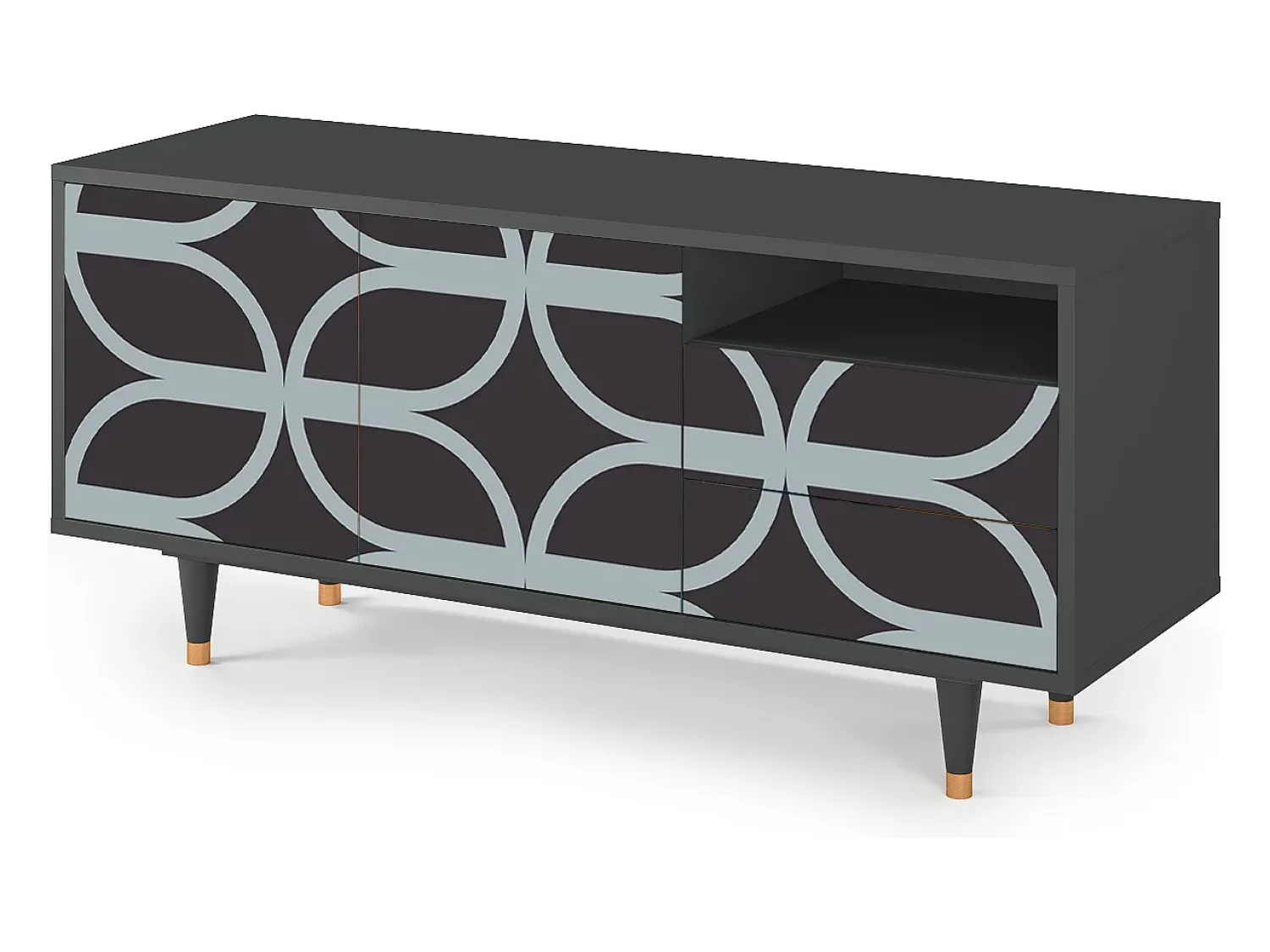 Móvel De Tv* Mueble de TV - 125х56х41 cm - T7 - Braided Blue, Antracite Cinza antracite