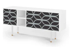 Móvel De Tv| Mueble de TV - 150х69х41 cm - T5 - Braided Blue, Branco Bege