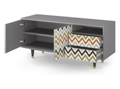 Móvel De Tv| Mueble de TV - 125х56х41 cm - T7 - Bright Ripple, Cinza Cinzento