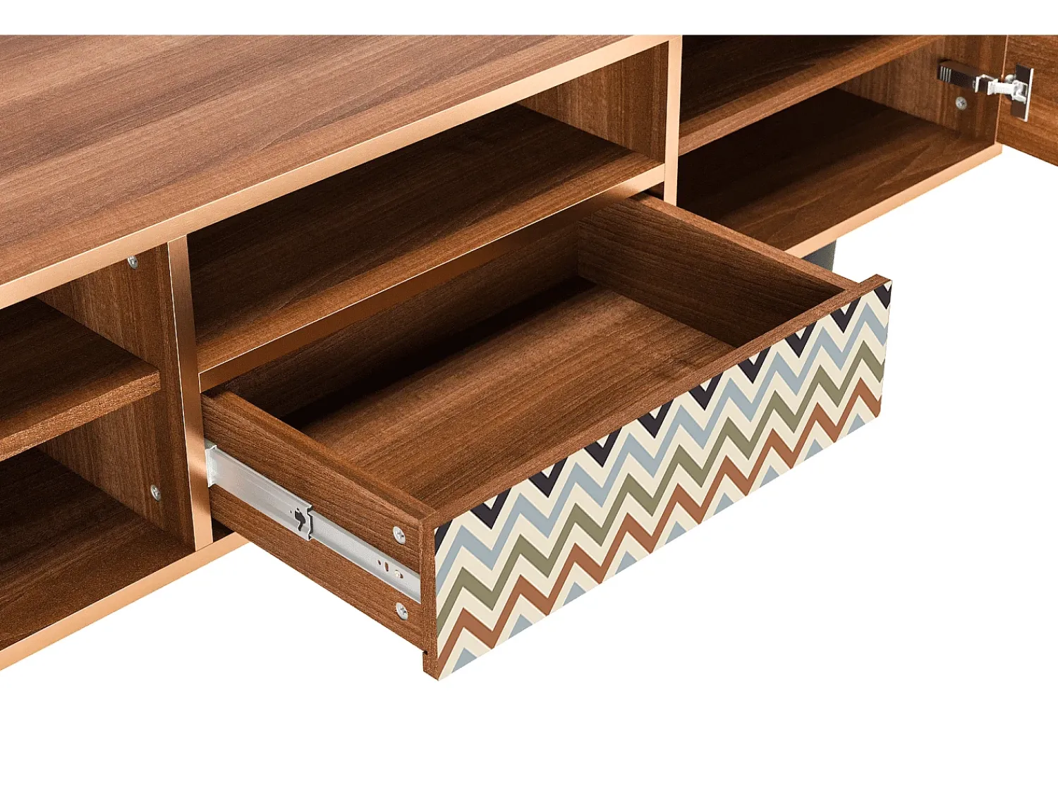 Móvel De Tv* Mueble de TV - 170х59х41 cm - T6 - Bright Ripple, Nogueira Castanho