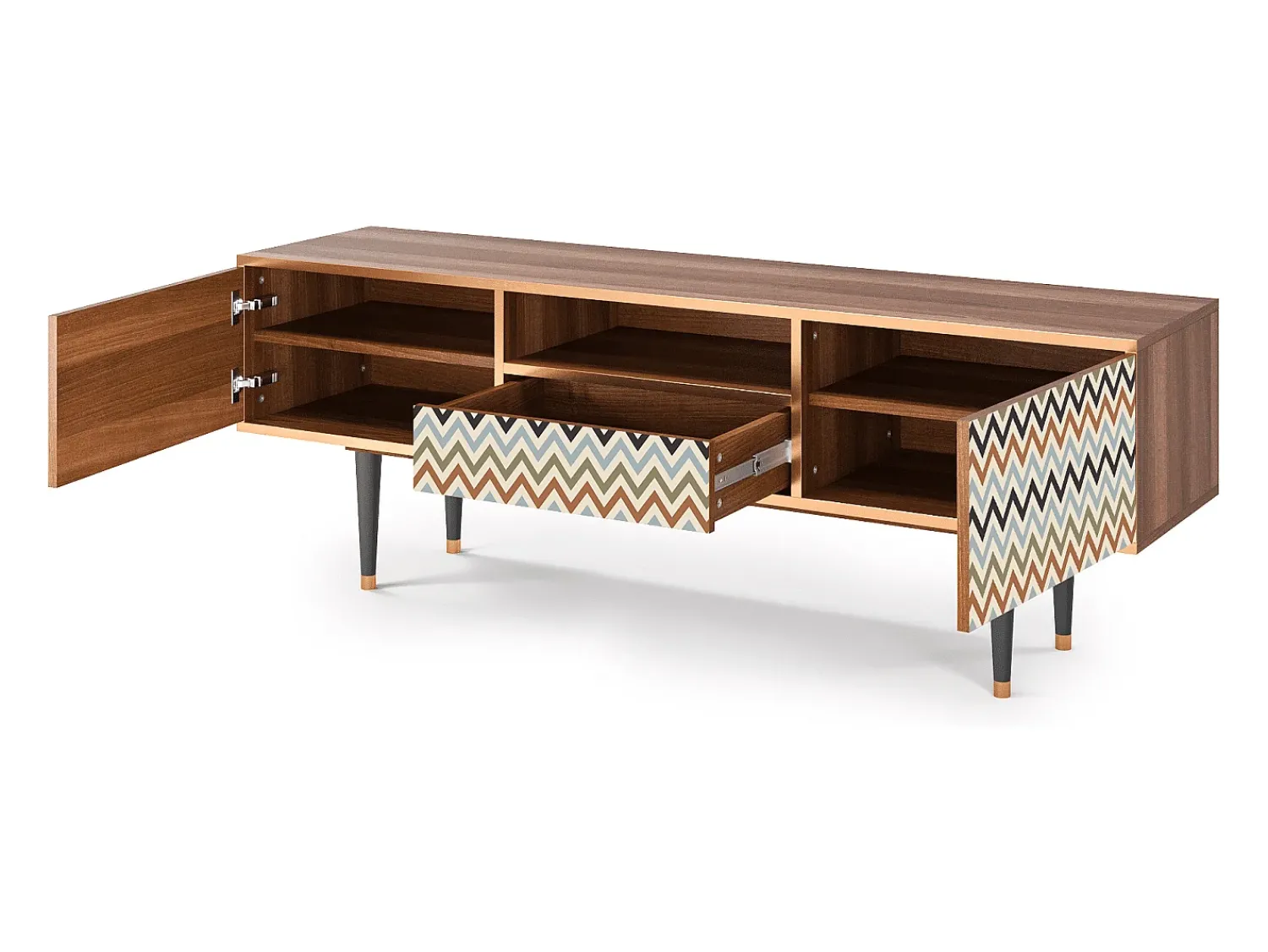 Móvel De Tv* Mueble de TV - 170х59х41 cm - T6 - Bright Ripple, Nogueira Castanho