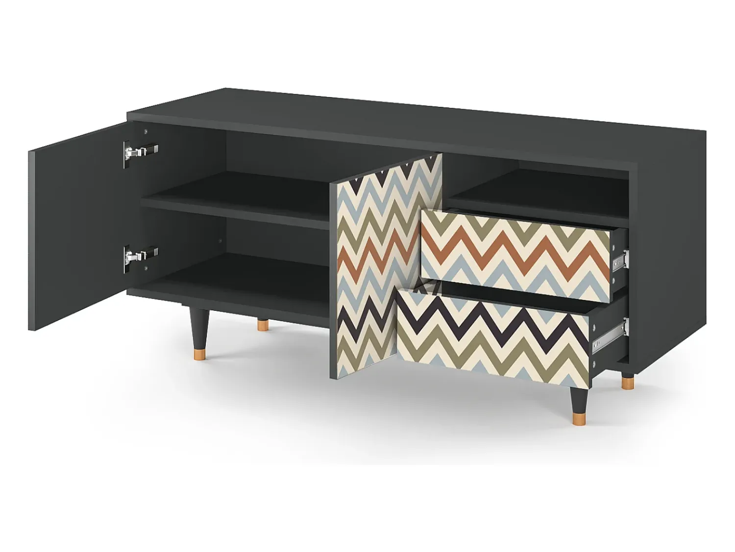 Mueble de TV - 125х56х41 cm - T7 - Bright Ripple, Antracite^ Móvel De Tv