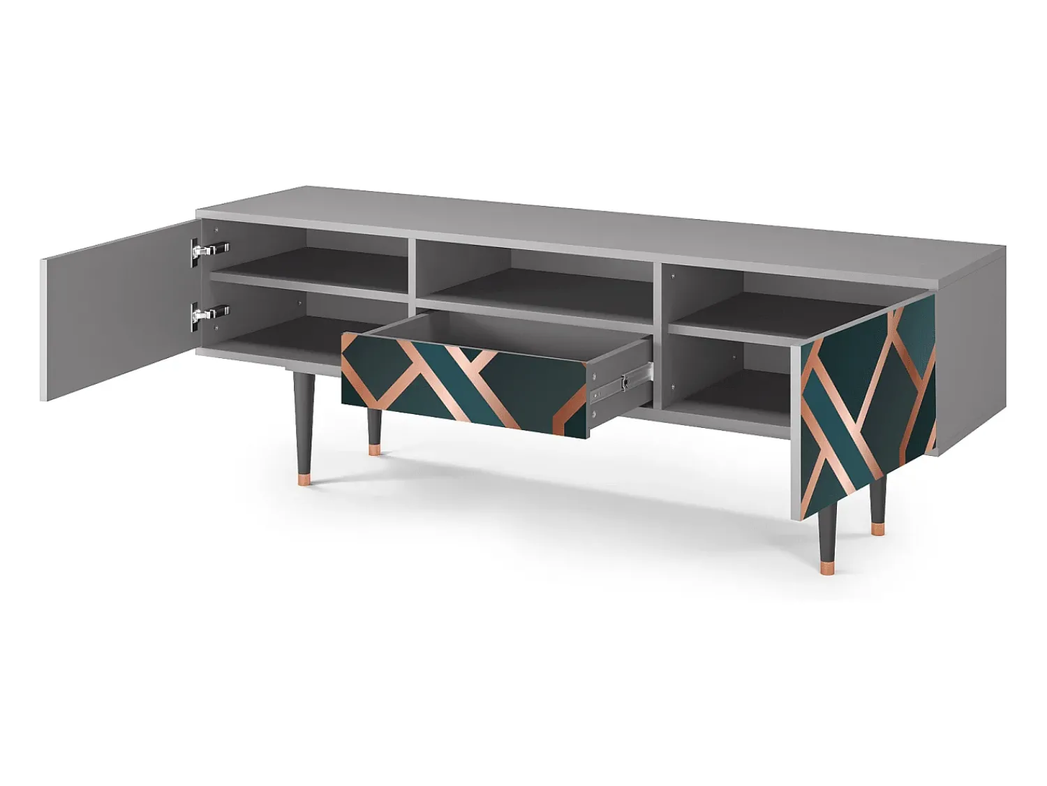Móvel De Tv| Mueble de TV - 170х59х41 cm - T6 - Bronze Crossroad, Cinza Cinzento