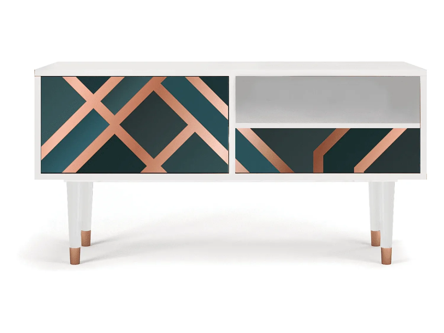 Mueble de TV - 115х59х48 cm - T3 - Bronze Crossroad, Branco^ Móvel De Tv