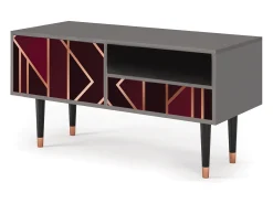 Móvel De Tv| Mueble de TV - 115х59х48 cm - T3 - Burgundy Jewelery, Cinza Cinzento
