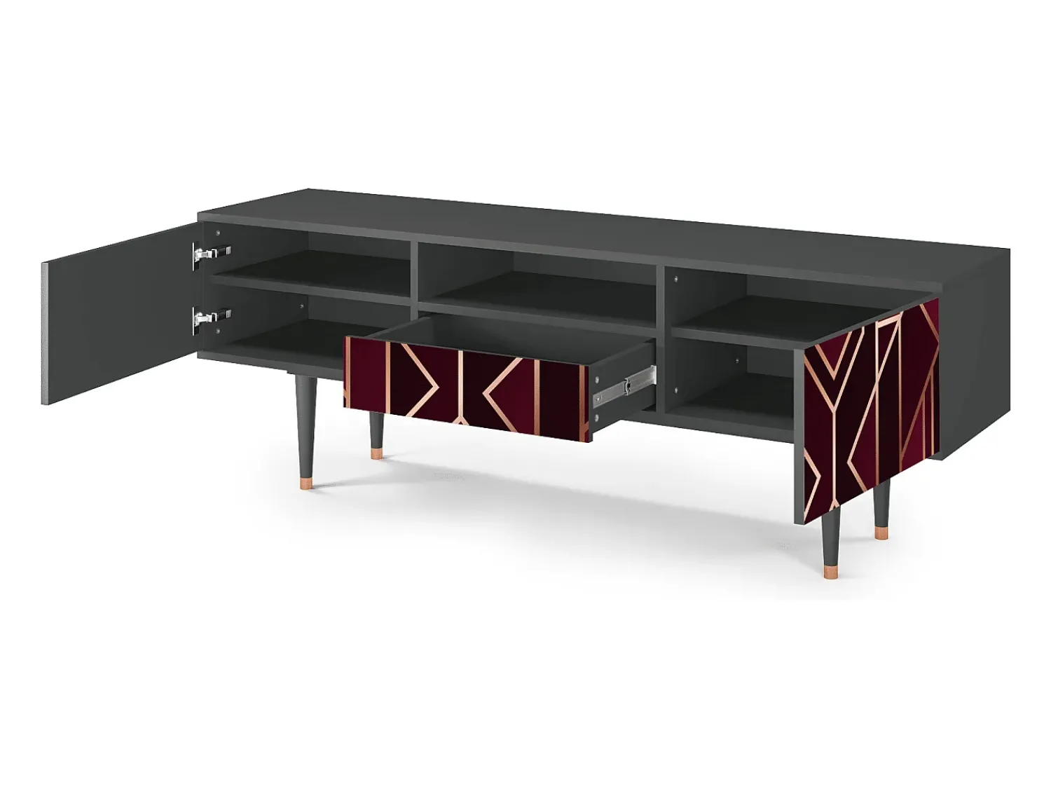 Mueble de TV - 170х59х41 cm - T6 - Burgundy Jewelery, Antracite^ Móvel De Tv