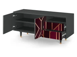 Móvel De Tv| Mueble de TV - 125х56х41 cm - T7 - Burgundy Jewelery, Antracite Cinza antracite
