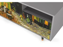 Móvel De Tv| Mueble de TV - 125х56х41 cm - T7 - Café Terrace at Night, Cinza Cinzento