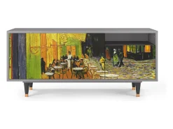 Móvel De Tv| Mueble de TV - 125х56х41 cm - T7 - Café Terrace at Night, Cinza Cinzento