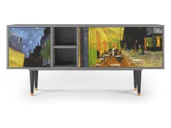 Discount Mueble de TV - 150х69х41 cm - T5 - Café Terrace at Night, Cinza Cinzento
