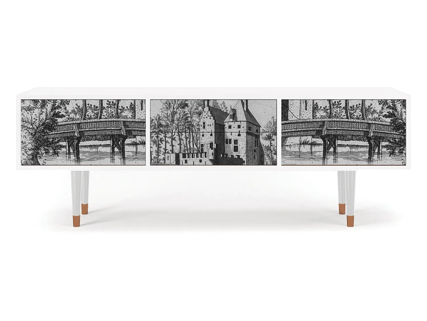 Online Mueble de TV - 170х59х48 cm - T4 - Castle with Bridge, Branco Bege