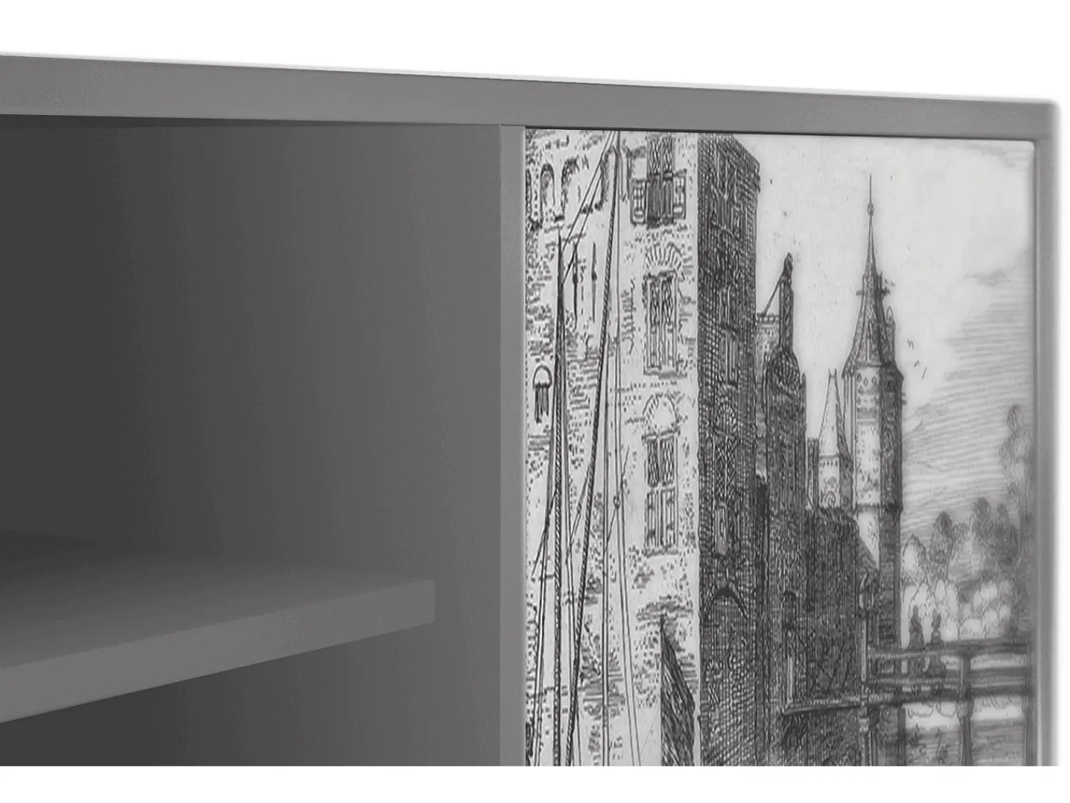 New Mueble de TV - 170х69х48 cm - T2 - Castle by Breugel, Cinza Cinzento