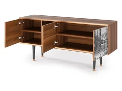 Móvel De Tv| Mueble de TV - 150х69х41 cm - T5 - Castle with Bridge, Nogueira Castanho